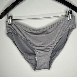 Andie Swim The Low Rise Bikini Bottom in Metallic Silver Size XL NWT!